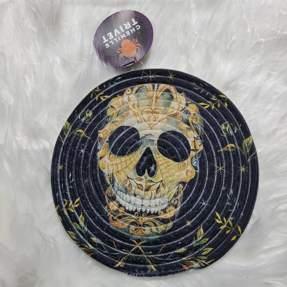 Set of 2 Skull Chenille Trivets